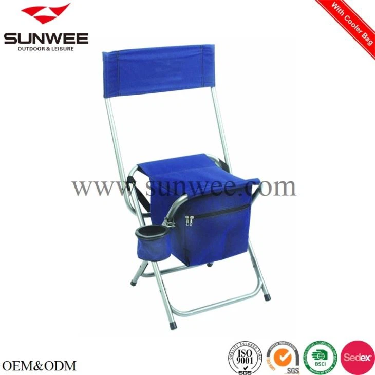 Folding chair with backrest and cooler bag